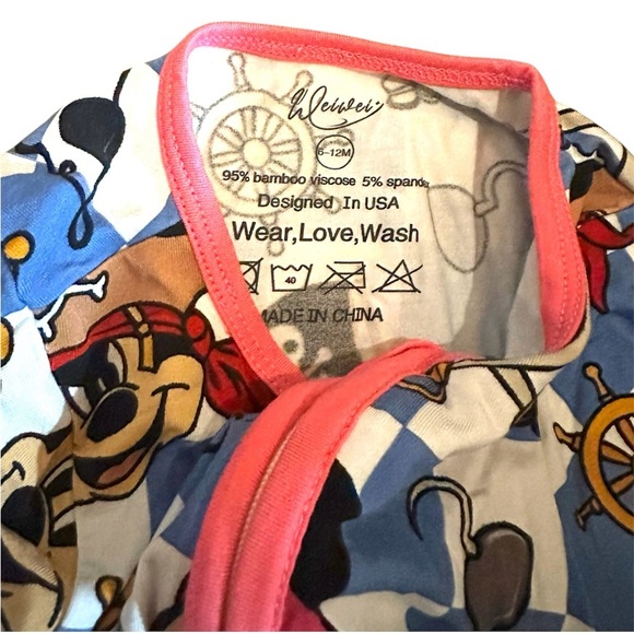 NWOT Disney baby Pirate Adventure One Piece - Blue and Pink Bamboo zippy - Picture 3 of 3